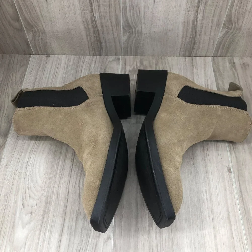 Zara Ankle Boots Womens EU 39 Tan Suede Slip On Chelsea Booties